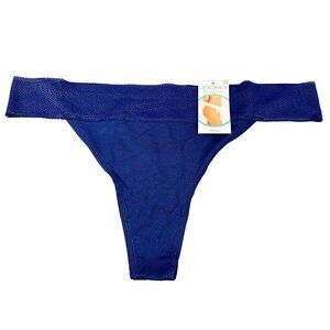 Jockey Women's Size XL 8 Panty Thong Soft Touch Lace Waistband Blue New